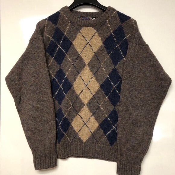 HUNTING HORN MENS VINTAGE SHETLAND 100% WOOL LG SWEATER - Picture 1 of 6
